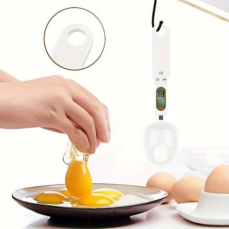 Balance de cuisine numérique CYCG (1 pièce) avec écran LCD, précision de 0,1 g et fonction tare, blanche.-AquaForge (1/5)