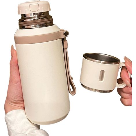Tragbare Wasserflasche – 8,5 x 8,5 x 23 cm, Edelstahl, isoliert, Thermoskanne, Sportflasche  Stilvoll, auslaufsicher, großes Fassungsvermögen, ideal zum Radfahren, Reisen, Fitnessstudio, Schule und fü (1/5)