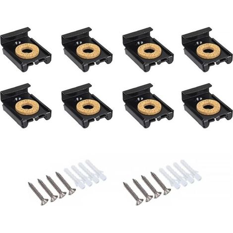 Lot de 8 fixations pour miroir - Clips à ressort - Kit de fixation murale avec chevilles et vis (noir) (1/5)