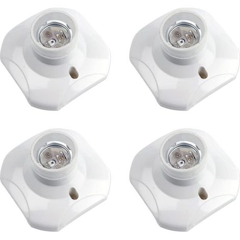 Douille de plafonnier E27 à vis, douille murale/murale avec culot E27, AC 230 V, porte lampe carrée blanche, base support plastique pour lampe de garage plafond, lot de 4 (1/5)