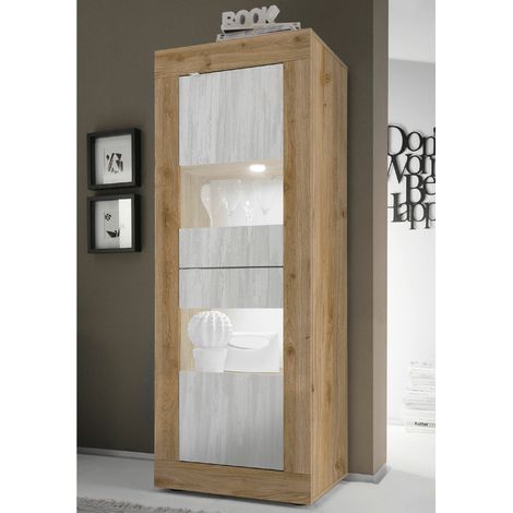 Vitrine moderne bois et blanc 1 porte 60cm CALIA 2. (1/5)