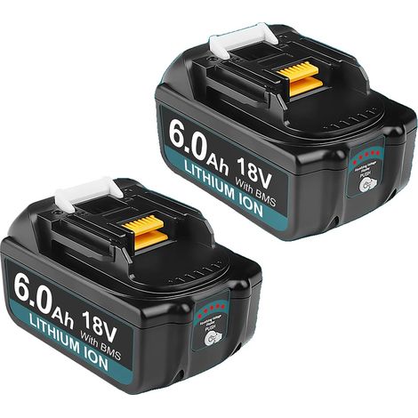 Batterie Makita 18 V, Li-ion rechargeable, chargeur de remplacement, batterie 6 Ah 2 pièces (1/2)