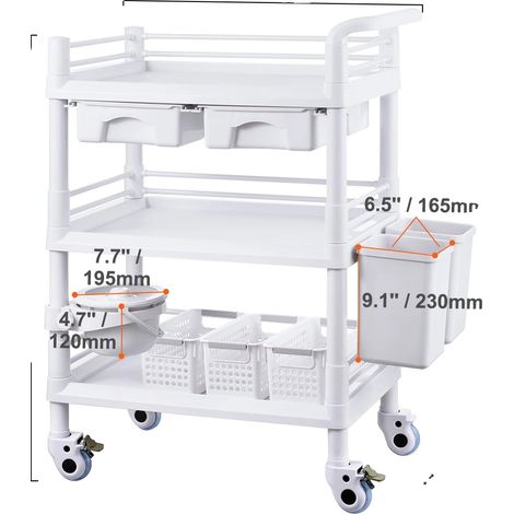 Chariot Utilitaire de Laboratoire, Design Mobile, Construction Robuste, Blanc 4 PP 3 4 (1/2)