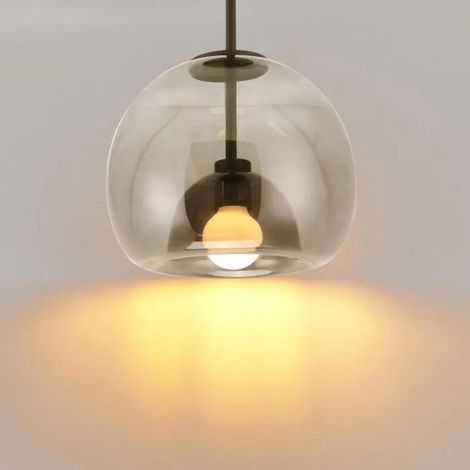 Plafonnier Moderne Verre,25cm Lampe de Plafond Industriel Design Base Concave Suspension Luminaire Vintage pour Chambre Salon (1/5)