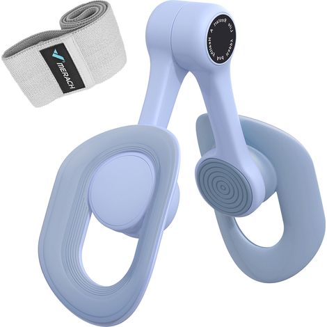 LEG TRAINER MERACH, Rotation à 360°, Design Ergonomique, Silencieux, Ressort Haute Résistance, Avec Bandes de Résistance, Portable, Bleu (1/5)