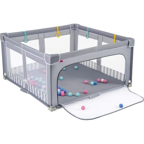 Laufstall für Babys, 127 x 127 cm, faltbar mit Reißverschlusstür