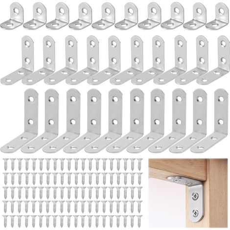 30 équerres renforcées avec 100 vis, équerre à 90 degrés, 20/40/50 mm, équerre en L, équerre métallique pour la fixation et la réparation de meubles, renfort de joints. (1/5)