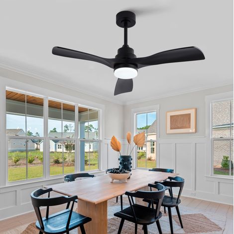 Ventilatore da soffitto 107x107x40 cm in ABS nero, facile da montare, FloraGrace (1/5)