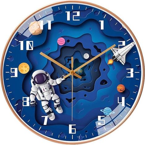 Reloj de pared infantil silencioso con mecanismo silencioso, reloj de pared infantil redondo sin tictac. (1/5)