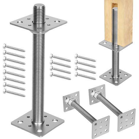 TolleTour Supporto regolabile per pali, altezza regolabile per progetti in legno e giardino 30-250 mm Argento 4 pezzi
