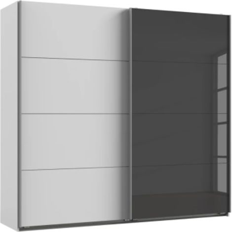 Armoire placard meuble de rangement coloris blanc/graphite - Longueur 225 x Hauteur 210 x Profondeur 65 cm -PEGANE-