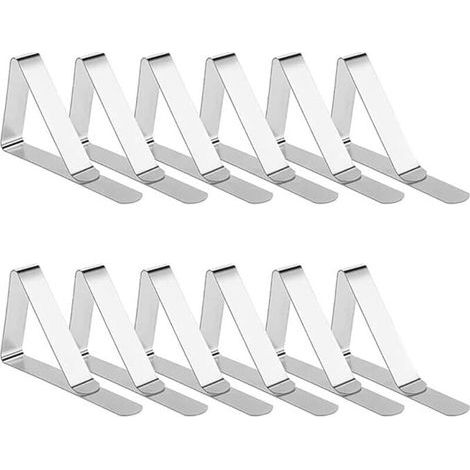 Pince Nappe Inoxydable,Pinces pour Nappe de Table, Pince Nappe Clip Exterieur Ajustable, Attache Nappe Jardin pour Cuisine Bureau Restaurant Pique-Nique Mariage Fête,(12 Pièces) (1/3)