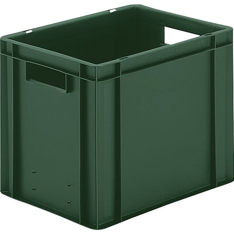Conteneur de transport empilable L400xB300xH320mm vert en PP avec parois latérales fermées