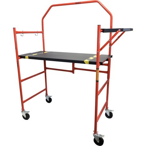 Echafaudage roulant - Pliable sur Roulettes - Hauteur de travail 85cm - Acier - 226kg (1/5)
