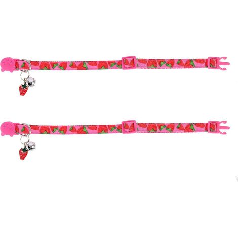 Collar para mascotas con cascabel y estampado de fresas, 10 unidades. Collar cómodo para gatos. (1/5)
