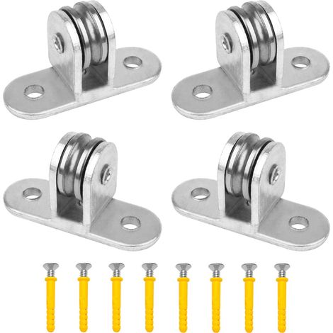 poulies levage 60 mm – inox – rail portail/corde à linge – 8 vis incluses - poulies levage 60 mm – inox – rail portail/corde à linge – 8 vis incluses (1/5)