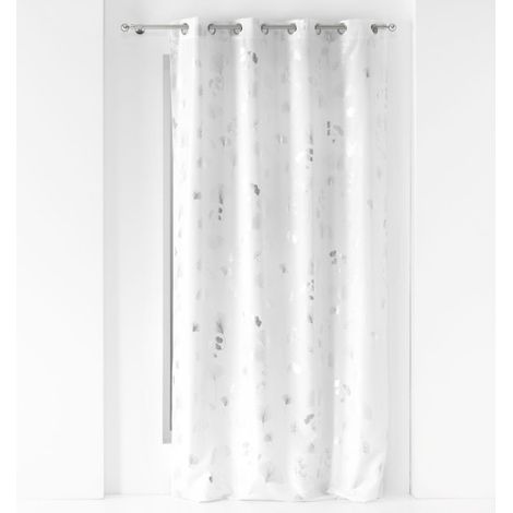 Rideau Déco à Œillets "Bloomy" 140x280cm Blanc (1/4)
