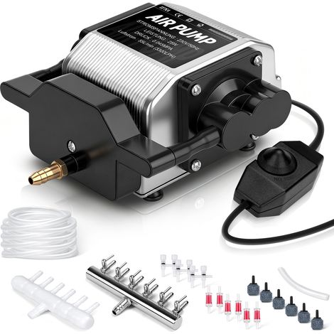 3300L/H 25W Refroidissement Boîtier Aluminium Pompe à Air pour Aquarium Bulleur Jusqu'à 50000L 45kPa Réglable Aérateur Pompe à Oxygène Puissante Silencieuse pour Jardin Bassin (1/5)