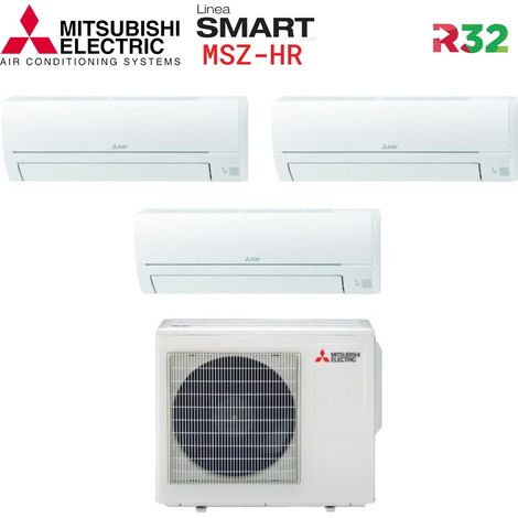 Mitsubishi Electric Serie SMART MSZ HR 12000+12000+12000 Trial Split-Klimagerät mit MXZ-3HA50VF Wi-Fi Optional 12+12+12 - NEW Gas R-32