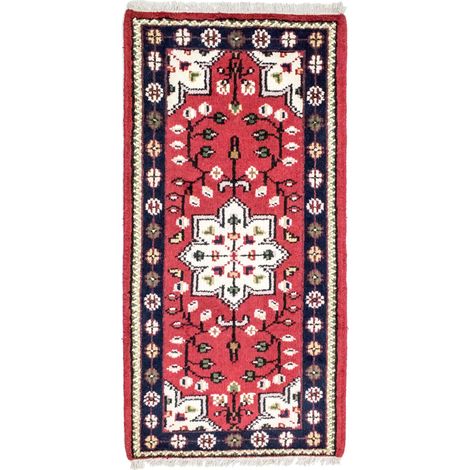 Tapis oriental Athen - 140x70cm, Rectangular - 100% Laine vierge - Noué main - Rouge (1/5)
