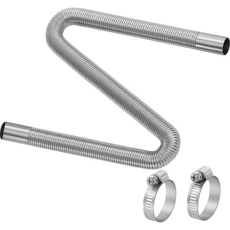 Tuyau d'échappement Acier Inoxydable, 25 mm x 100 cm Tuyau d'Echappement de Voiture Flexible pour Générateurs Chauffage Diesel Chauffage de Stationnement, avec 2 Colliers de Serrage (1/5)