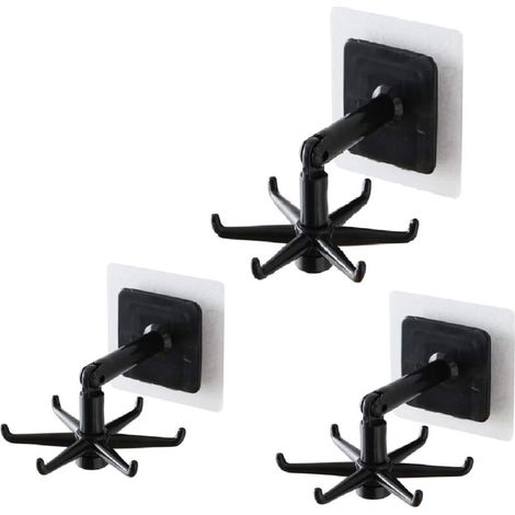 Crochet Rotatif - 6 Crochets S - Rotation 360° - Pour Cuisine Salle De Bain Bureau - 3 Pièces (1/5)
