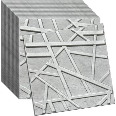 Panneau mural et plafond 3D béton en polystyrène 50x50 cm – décoration élégante, montage facile, lot de 24 pièces (6 m²)