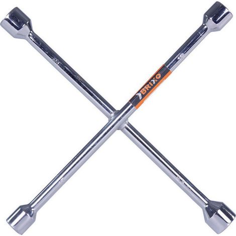 Clé à croix Brixo pour voiture – Bouches hexagonales 17-21 et 19-23 mm en acier chromé