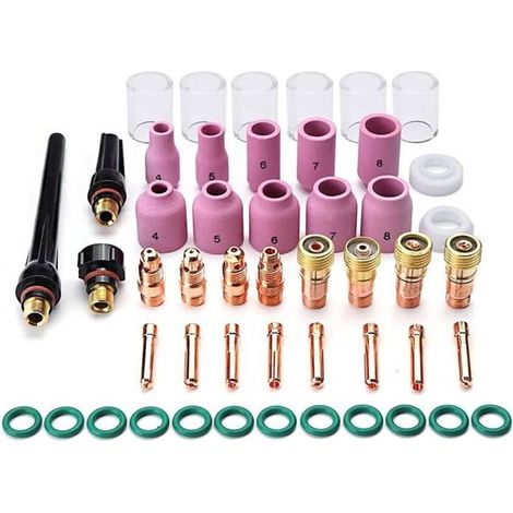 Lot de 49 Tig Torche De Soudage Stubby Gaz Objectif avec pinceaux, Corps en Verre, buse en Aluminium, lentille de gaz Stubby 10 P (1/5)