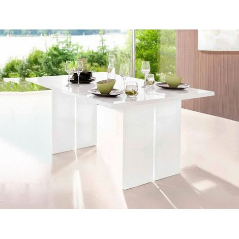 Dmora - Mesa de comedor Ddesogu, Mesa de diseño rectangular, Mesa de cocina, 100% Made in Italy, cm 160x90h75, Blanco brillo