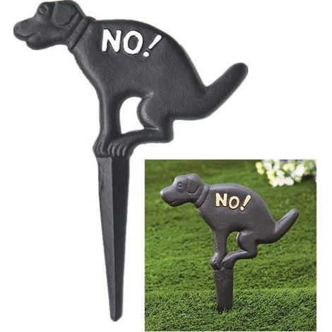 Panneau de jardin en fonte massive « Interdit aux chiens », décoration de pelouse, panneaux en fonte pour les déjections canines-AquaForge (1/5)