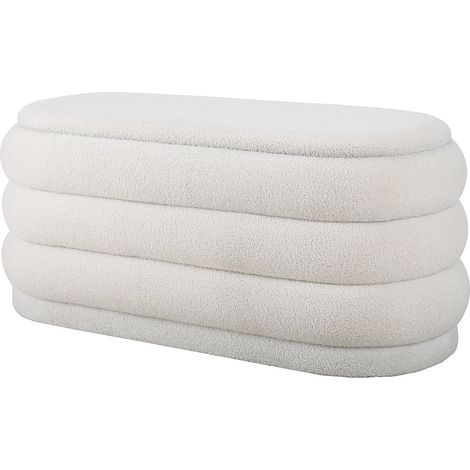 Banc coffre - Tissu bouclette - Blanc - ECAMBI (1/5)