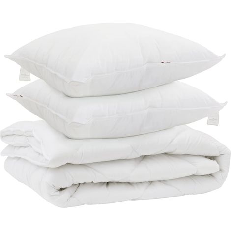 Duvet toutes saisons avec oreiller 3 pcs Blanc Microfibre (1/5)