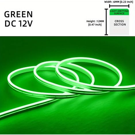Bande lumineuse LED flexible en silicone néon (verte), étanche pour extérieur