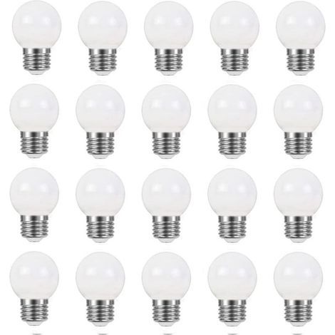 E27 G45 Ampoule LED 3W Blanc Chaud, Imperméable, Guirlande Lumineuse Intérieur et Extérieur pour Noël, Halloween, AC 220 240V, 20 Paquets (1/5)