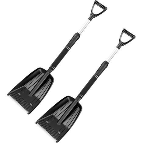 Pelle à Neige Rétractable en Alliage et Aluminium, Outil Détachable pour Déneigement Rapide, pour Voiture et Trottoir, Lot de 2 Pièces Noir (1/5)