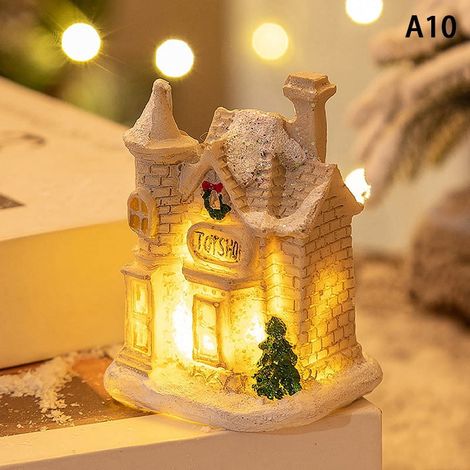 Maison De Noël En Résine - Décoration Lumineuse Pour Arbre De Noël Et Intérieur - Figurine Village Festif - 1 Pièce (1/5)