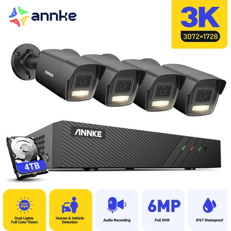 ANNKE 8 Channel 3K 4 Cameras PoE Security System,IP67,Human & Vehicle Detection,IP67 Waterproof,Color & IR Night Vision, Built-in Microphone - 4TB HDD (1/5)