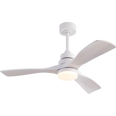 Ventilatore da soffitto con luce 107 cm, telecomando, motore DC silenzioso, 3 pale in ABS, stile fattoria moderno, bianco (1/5)