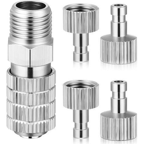 5 Pièces Adaptateur Aérographe, Raccord Rapide 1/8 Pouce, Valve Réglage Métal, Universel Mâle Femelle, Pour Artiste Maquettiste