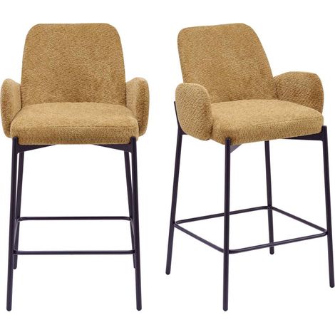 ALEX-Fauteuil de bar en tissu Ikon Ocre (x2) (1/5)