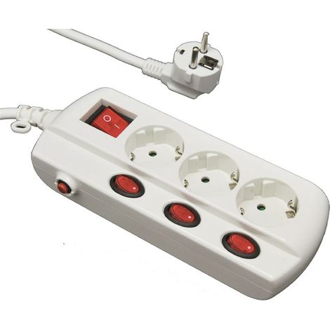 Electrobilsa F-Line - Base Múltiple con Interruptor Individual, Color: Blanco (EB1002660)