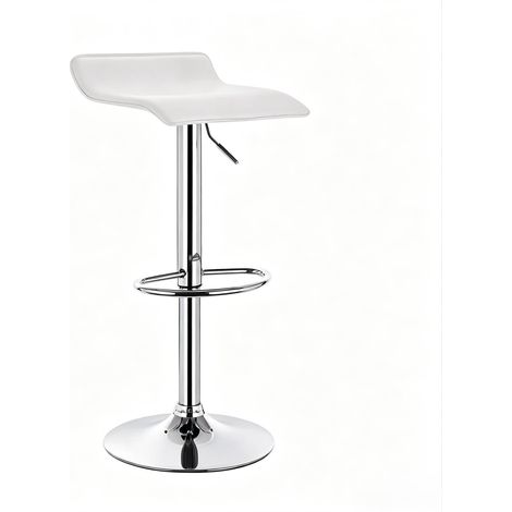 Taburete de bar giratorio regulable en altura en polipiel blanca 62-84 cm (1/5)
