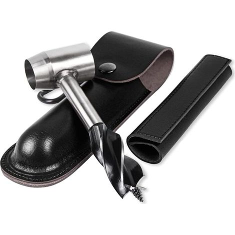 Perceuse à main pour le travail du bois – Mèche hélicoïdale multi-usages avec étui en cuir, outils de survie manuel