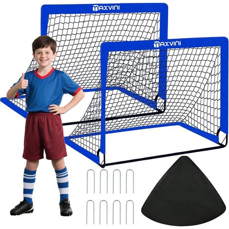 Buts de Football pour Jardin Enfants, 90x74x74cm /182x120x120cm Cage de Foot But Set Pop-Up Pliable Lot de 2 But de Foot Exterieur de But Indoor/Outdoor Enfant Exterieur Goal Cage de Foot (1/5)