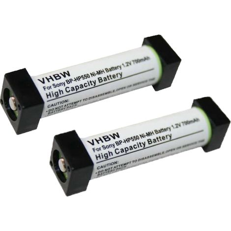vhbw 2x Battery compatible with Sony MDR-RF800RK, MDR-IF140K, MDR-IF140, MDR-RF800R Wireless Headset Headphones (700 mAh, 1.2 V, NiMH)