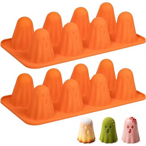 2 teilige Schokoladenform in Geisterform Halloween Silikonform Silikonform Mousseform Kuchenform Form 15 Mulden 21 x 10,2 x 4,5 cm für Bonbons, G (1/5)