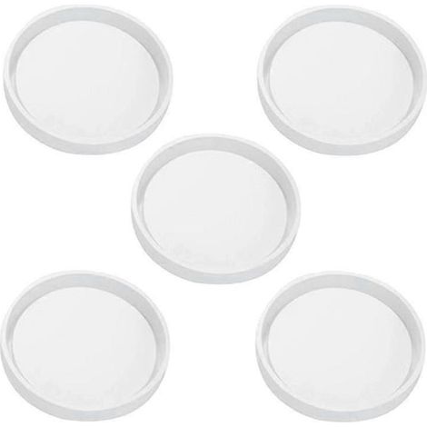 Lot de 5 grands moules ronds en silicone pour sous-verres à faire soi-même, diamètre 8 cm (3,15 pouces), compatibles avec la résine et le ciment.