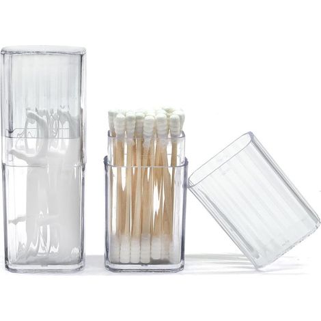 2 Pièces Mini Boite à Coton Tige de Voyage Portable en Plastique Boite Coton Tige Transparent pour Coton Tige Bandeau à cheveux Cure Dents (1/5)