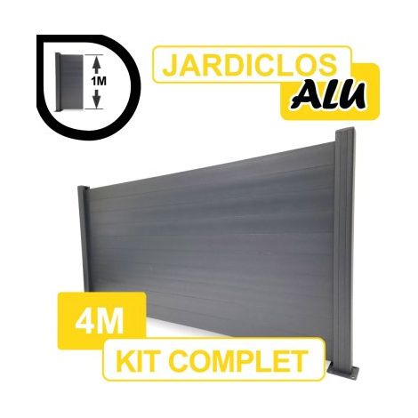 Kit Clôture Aluminium Gris Anthracite 4M - JARDICLOS - Sur Platines - 1 mètre (1/4)